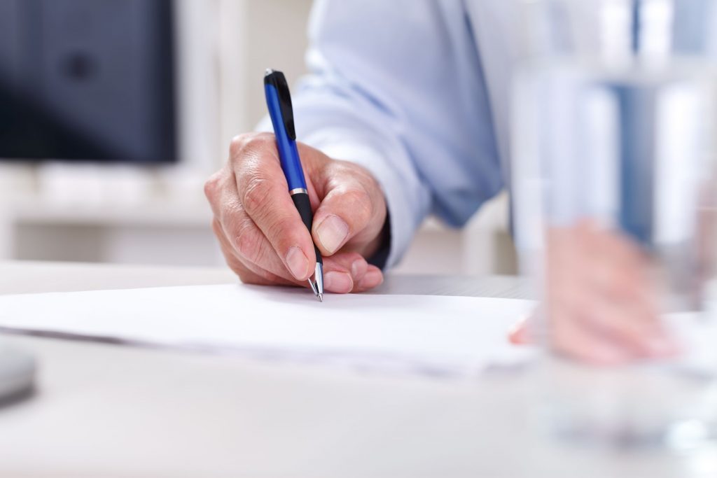 Filling in paperwork
